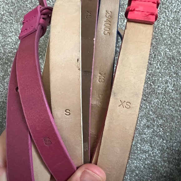 J. Crew Skinny Belts. Set of 5- Pink, Blue, White, Leopard & Hot Pink - Picture 3 of 5
